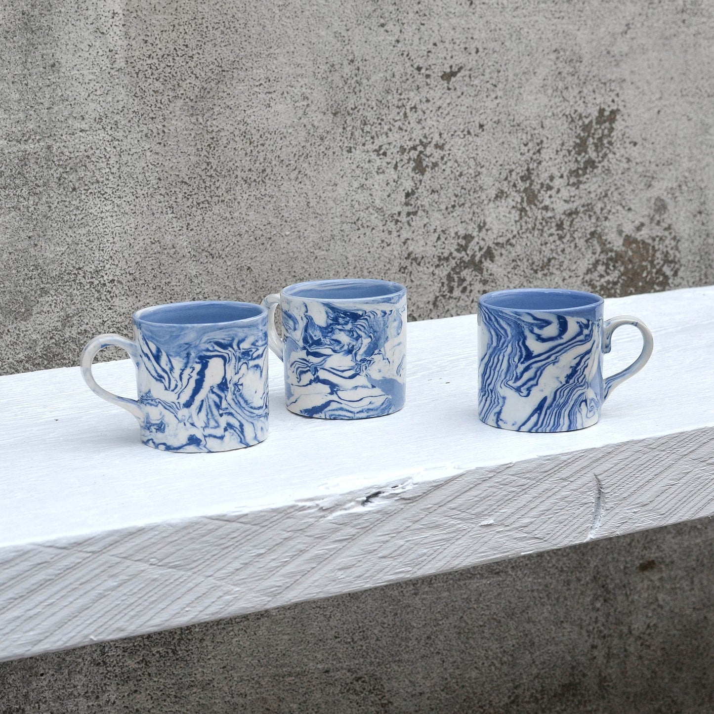 Marbled Small Coffee Cup, Blue & White