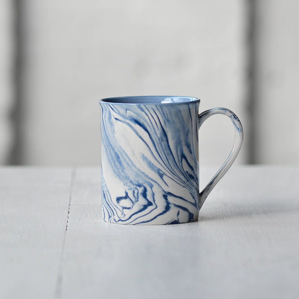 Marbled Tea Mug, Blue & White