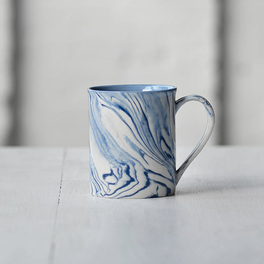 Marbled Tea Mug, Blue & White