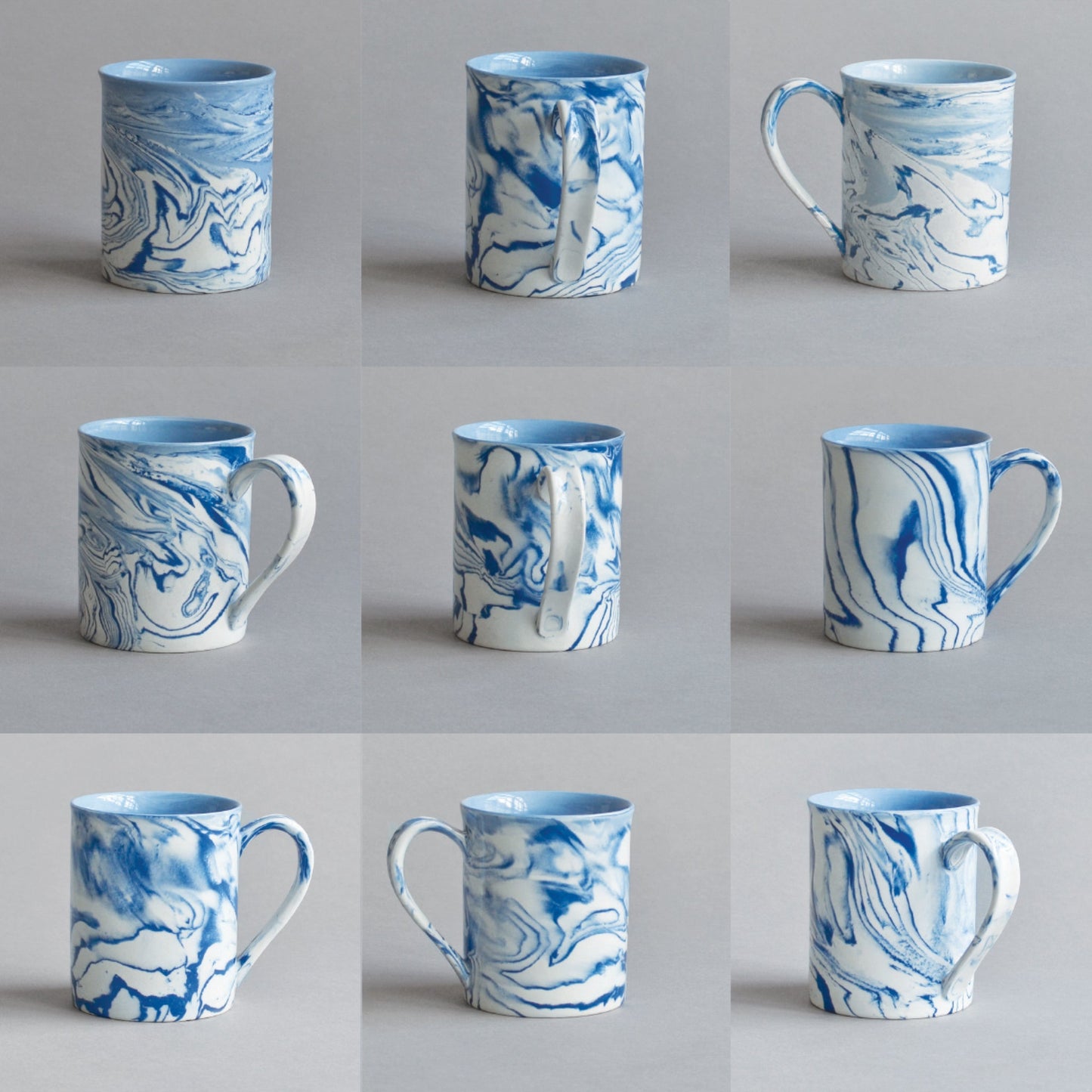 Marbled Tea Mug, Blue & White