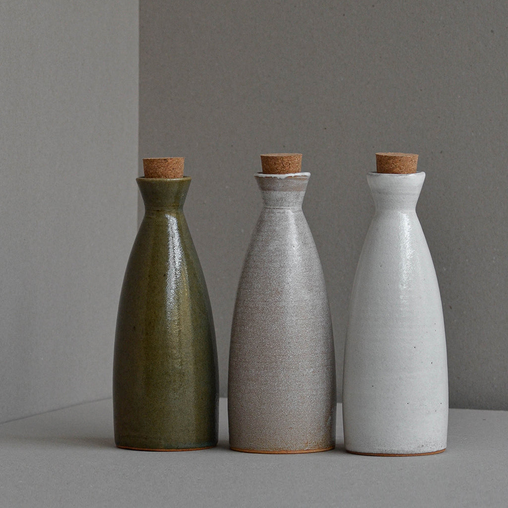 Stoneware Oil Bottle, Large, Snow White