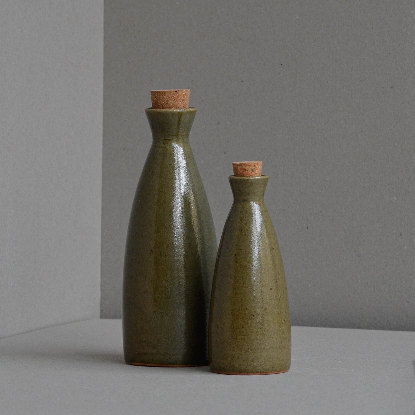 Stoneware Oil Bottle, Small, Green
