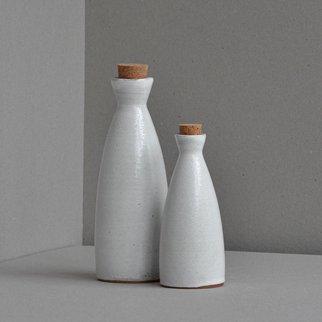 Stoneware Oil Bottle, Large, Snow White
