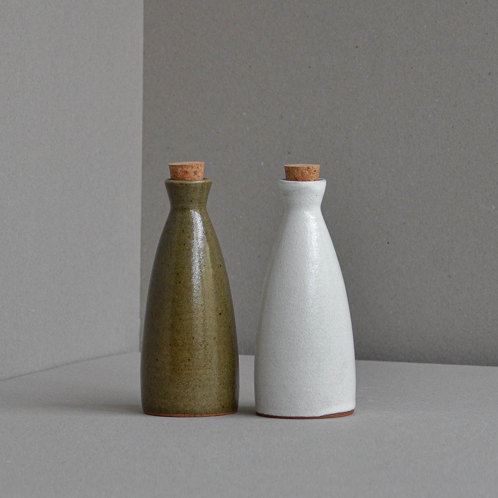 Stoneware Oil Bottle, Small, Snow White